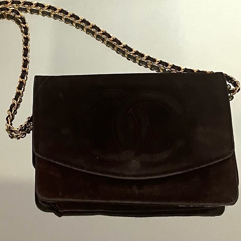 Chanel Brown Suede Small Flap Bag